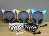 ♦ Fone de ouvido Neko Gato Gamer Headset Otaku Cosplay Orelhinhas com luz LED